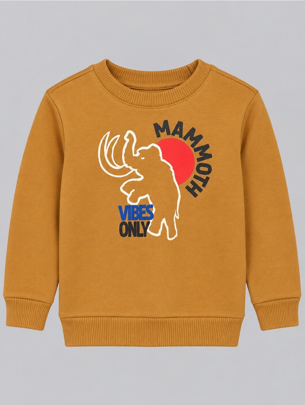 Garanimals Mustard Mammoth Graphic Sweatshirt with Red & Blue Accents
